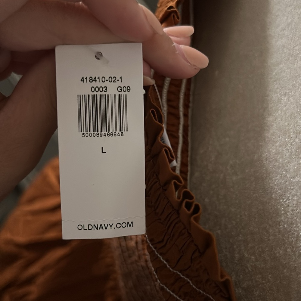 Rusty Colored Stretchy Puffer Sleeve Flowy Top - Picture 4 of 5